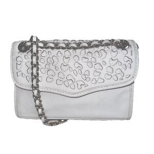 Rebecca Minkoff Laser-Cut White Cheetah Print Leather Beau Shoulder Bag